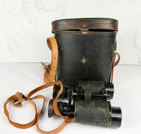 Very Rare c. 1910s Carl Schütz Kratolith 8x Binoculars w/ Original Leather Case
