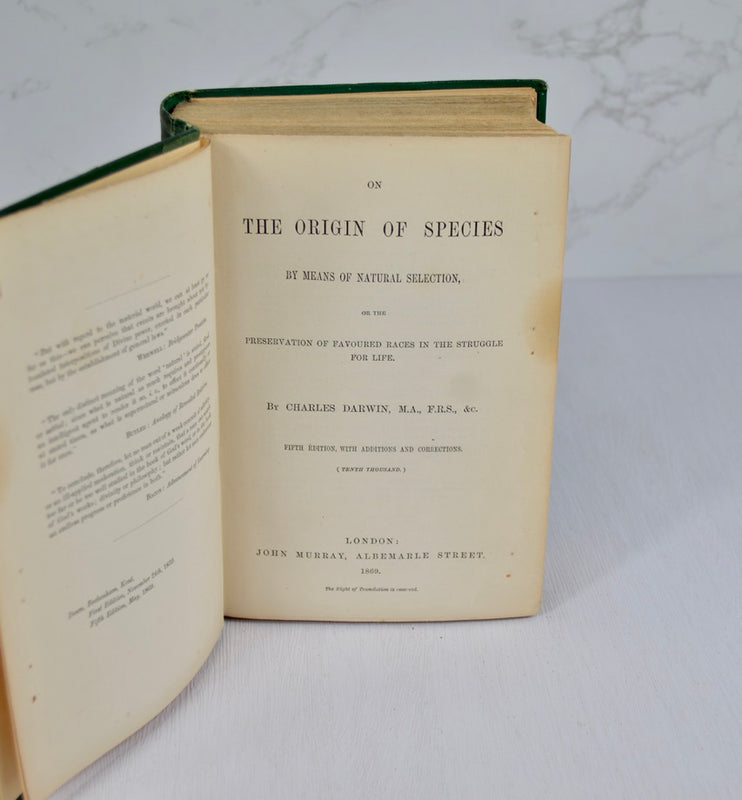 On the Origin of Species, 5th Edition by Charles Darwin (1869)