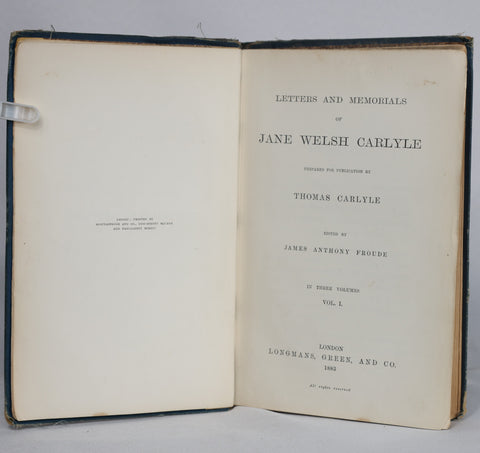 Letters and Memorials of Jane Welsh Carlyle, Vol. 1 (1883)