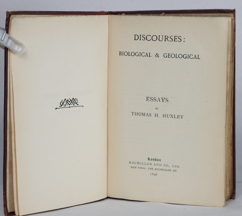 Discourses: Biological & Geological, Collected Essays by T. H. Huxley, Vol. VIII (1896)