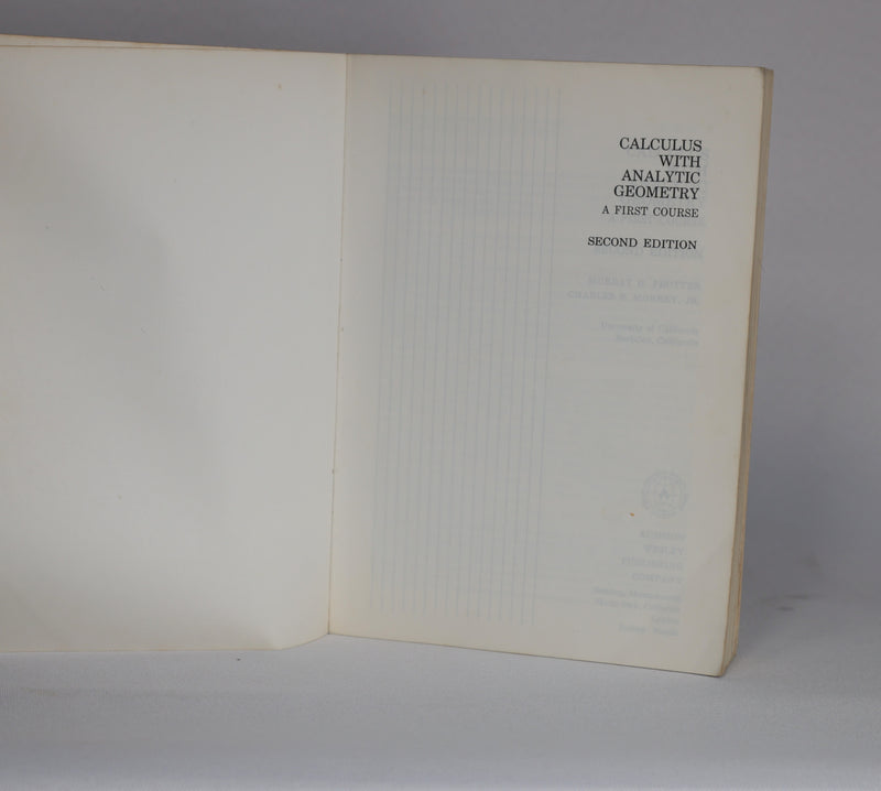 Calculus With Analytic Geometry: A First Course (1970)