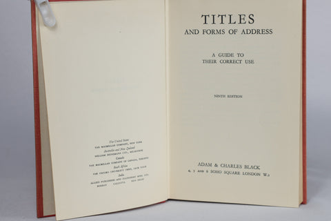 Titles and Forms of Address: A Guide to Their Correct Use (1955)