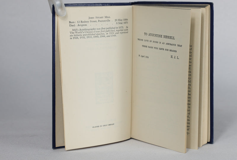 Autobiography by J. S. Mill (1949)