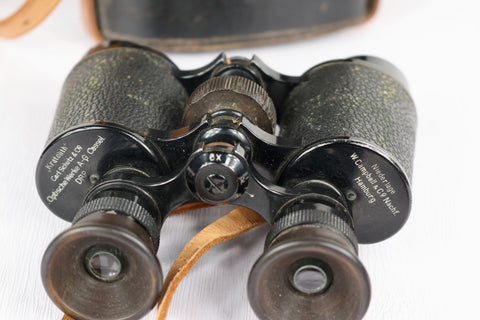 Very Rare c. 1910s Carl Schütz Kratolith 8x Binoculars w/ Original Leather Case