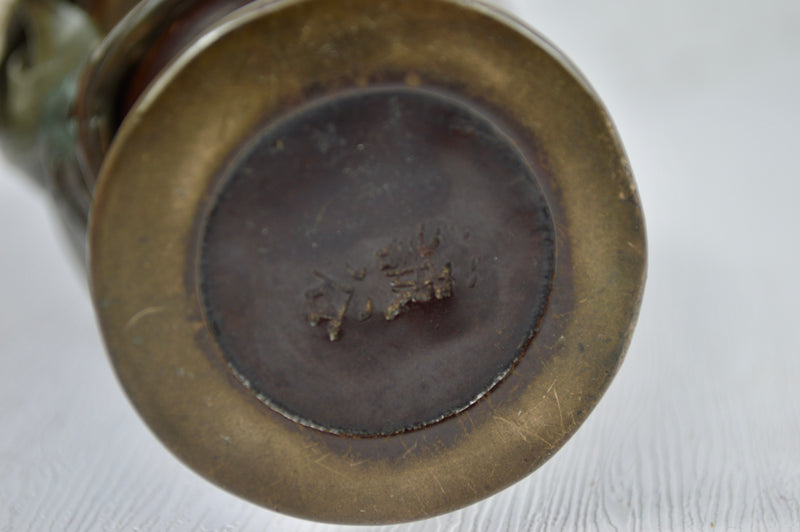 Japanese Bronze Iris Vase, Signed Seiya, Meiji Period (c.1890–1910)