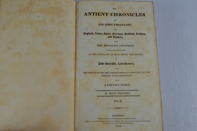 The Antient Chronicles of John Froissart, 4 Vols., Vellum (1814-1816)