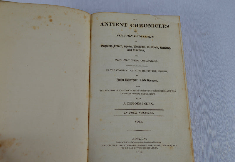 The Antient Chronicles of John Froissart, 4 Vols., Vellum (1814-1816)