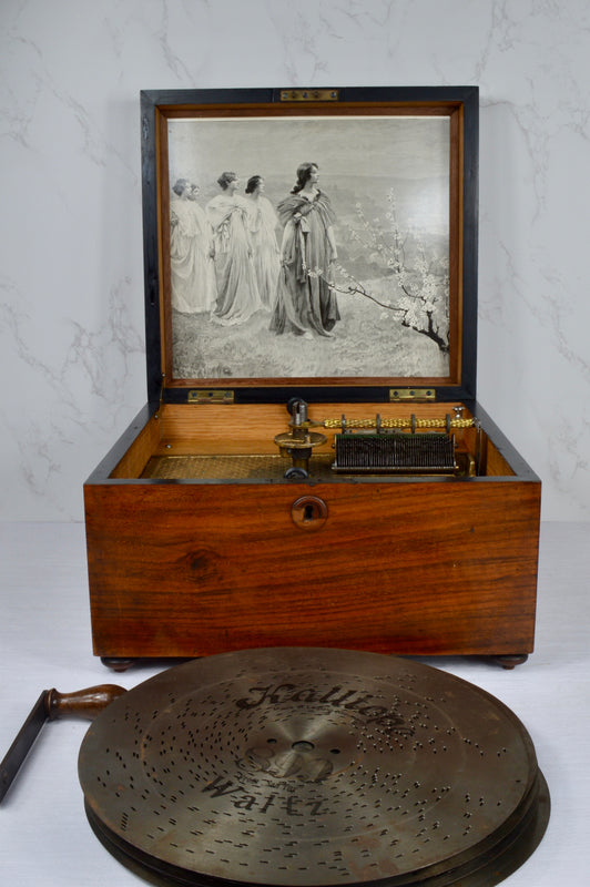 Antique Kalliope Polyphon Music Box with 12 Discs, Early 20th Century