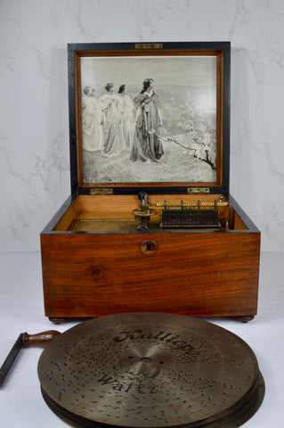 Antique Kalliope Polyphon Music Box with 12 Discs, Early 20th Century