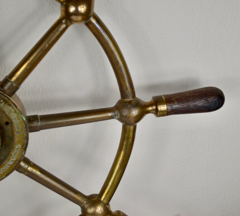 Antique Brass Brown Brothers Ship’s Wheel, Edinburgh, Early 20th Century
