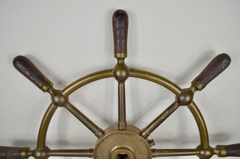 Antique Brass Brown Brothers Ship’s Wheel, Edinburgh, Early 20th Century