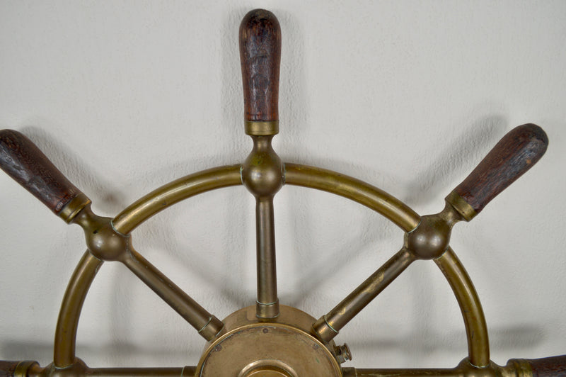 Antique Brass Brown Brothers Ship’s Wheel, Edinburgh, Early 20th Century