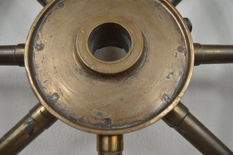 Antique Brass Brown Brothers Ship’s Wheel, Edinburgh, Early 20th Century