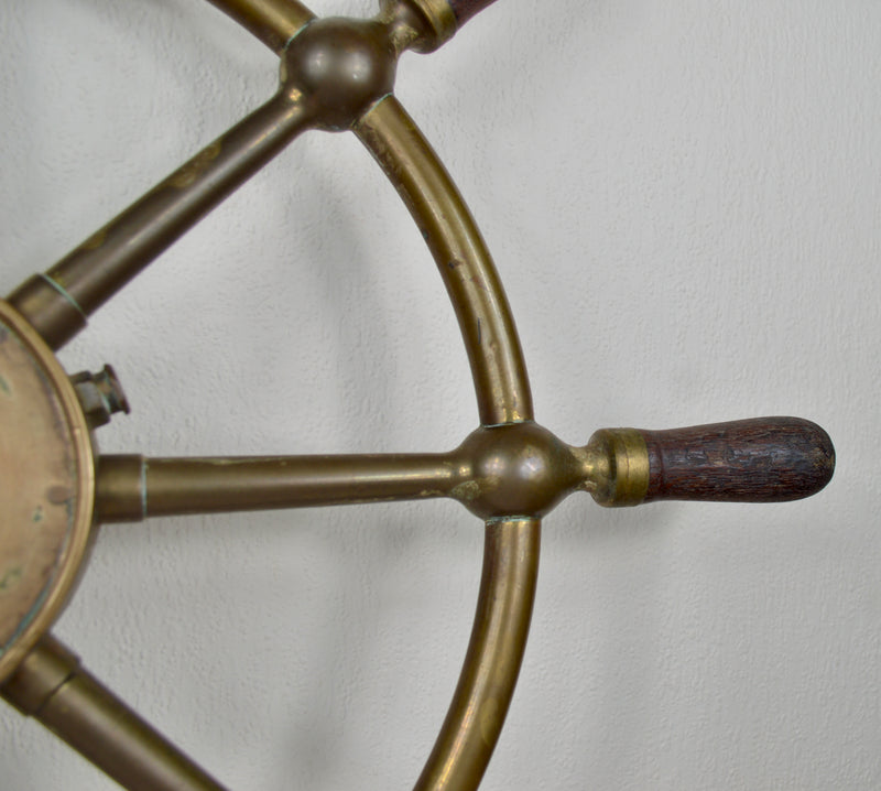 Antique Brass Brown Brothers Ship’s Wheel, Edinburgh, Early 20th Century