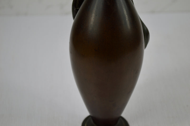 Japanese Bronze Iris Vase, Signed Seiya, Meiji Period (c.1890–1910)