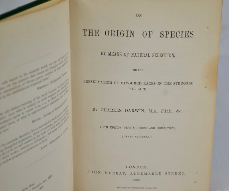 On the Origin of Species, 5th Edition by Charles Darwin (1869)
