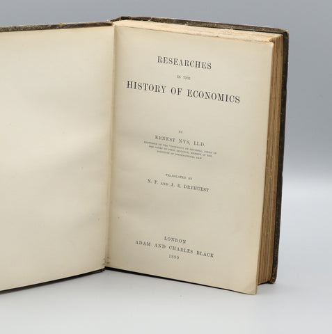 Researches in the History of Economics (1899)