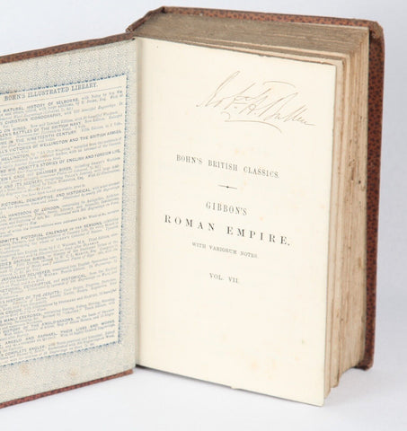 7 volumes: The Decline and Fall of the Roman Empire, Gibbon (1854-55)